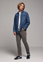 thumb-Afficher les détails de Pantalon Kaki Straight Leg Medium Rise En Sergé Regular Fit Homme
