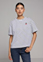 thumb-Afficher les détails de T-shirt À Manches Courtes Marine Boyfriend Fit Brodé Femme