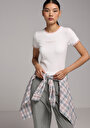 thumb-Afficher les détails de T-shirt À Manches Courtes Blanc Slim Fit Imprimé Femme