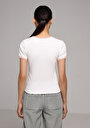 thumb-Afficher les détails de T-shirt À Manches Courtes Blanc Slim Fit Imprimé Femme