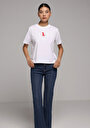 thumb-Afficher les détails de T-shirt À Manches Courtes Blanc Boxy Fit Imprimé Femme