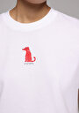 thumb-Afficher les détails de T-shirt À Manches Courtes Blanc Boxy Fit Imprimé Femme