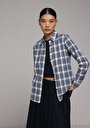 thumb-Afficher les détails de Chemise À Manches Longues Marine Regular Fit Carré Uni Femme