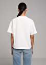 thumb-Afficher les détails de T-shirt À Manches Courtes Blanc Boyfriend Fit Brodé Femme