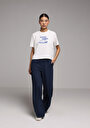 thumb-Afficher les détails de Pantalon Marine Wide Leg High Rise En Ratière Regular Fit Femme