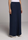 thumb-Afficher les détails de Pantalon Marine Wide Leg High Rise En Ratière Regular Fit Femme