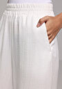 thumb-Afficher les détails de Pantalon Blanc Wide Leg High Rise En Ratière Regular Fit Femme