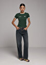 thumb-Afficher les détails de T-shirt À Manches Courtes Vert Slim Fit Imprimé Femme