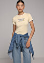 thumb-Afficher les détails de T-shirt À Manches Courtes Jaune Slim Fit Imprimé Femme