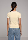 thumb-Afficher les détails de T-shirt À Manches Courtes Jaune Slim Fit Imprimé Femme