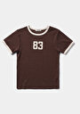 thumb-Afficher les détails de T-shirt À Manches Courtes Marron Slim Fit Imprimé Femme