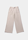 thumb-Afficher les détails de Pantalon Beige Straight Leg High Rise En Sergé Regular Fit Femme