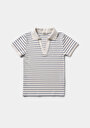 thumb-Afficher les détails de Chemise Polo À Manches Courtes Bleu Rayé Slim Fit Femme