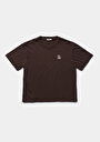 thumb-Afficher les détails de T-shirt À Manches Courtes Marron Boyfriend Fit Brodé Femme