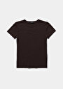 thumb-Afficher les détails de T-shirt À Manches Courtes Marron Slim Fit Droit Femme