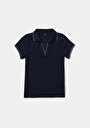 thumb-Afficher les détails de Chemise Polo À Manches Courtes Marine Droit Slim Fit Femme