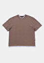 thumb-Afficher les détails de T-shirt À Manches Courtes Marron Oversize Fit Droit Homme