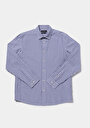 thumb-Afficher les détails de Chemise À Manches Longues Bleu Regular Fit Rayé Sergé Homme