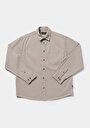 thumb-Afficher les détails de Chemise À Manches Longues Beige Relaxed Fit Droit Ratière Homme