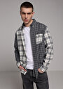 thumb-Afficher les détails de Chemise À Manches Longues Gris Relaxed Fit Plaid Sergé Homme