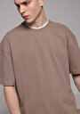thumb-Afficher les détails de T-shirt À Manches Courtes Marron Oversize Fit Droit Homme