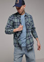 thumb-Afficher les détails de Chemise À Manches Longues Vert Regular Fit Plaid Sergé Homme