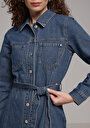 thumb-Afficher les détails de Robe  Slim Fit Manches Longues Mdi Jean Femme