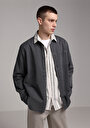 thumb-Afficher les détails de Chemise À Manches Longues Gris Relaxed Fit Droit Sergé Homme