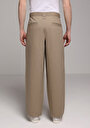 thumb-Afficher les détails de Pantalon Beige Crop Wide Leg Medium Rise En Sergé Relaxed Fit Homme