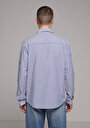 thumb-Afficher les détails de Chemise À Manches Longues Bleu Regular Fit Rayé Sergé Homme