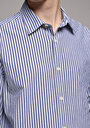 thumb-Afficher les détails de Chemise À Manches Longues Bleu Regular Fit Rayé Sergé Homme