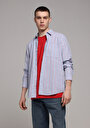 thumb-Afficher les détails de Chemise À Manches Longues Bleu Regular Fit Rayé Sergé Homme