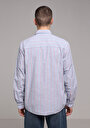 thumb-Afficher les détails de Chemise À Manches Longues Bleu Regular Fit Rayé Sergé Homme