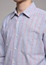 thumb-Afficher les détails de Chemise À Manches Longues Bleu Regular Fit Rayé Sergé Homme
