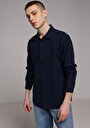 thumb-Afficher les détails de Chemise À Manches Longues Marine Regular Fit Droit Ratière Homme