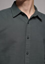thumb-Afficher les détails de Chemise À Manches Longues Vert Regular Fit Droit Ratière Homme