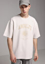 thumb-Afficher les détails de T-shirt À Manches Courtes Beige Oversize Fit Droit Homme