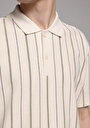 thumb-Afficher les détails de T-shirt Polo À Manches Courtes Ecru Rayé Comfort Fit Homme