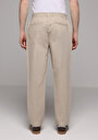 thumb-Afficher les détails de Pantalon Beige Straight Leg Medium Rise En Sergé Regular Fit Homme