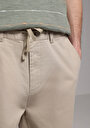thumb-Afficher les détails de Pantalon Beige Straight Leg Medium Rise En Sergé Regular Fit Homme