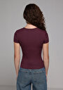 thumb-Afficher les détails de T-shirt À Manches Courtes Violet Slim Fit Droit Femme