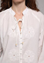 thumb-Afficher les détails de Chemise À Manches Longues Blanc Fashion Fit Brodé Voile Femme
