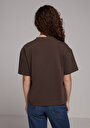thumb-Afficher les détails de T-shirt À Manches Courtes Marron Boyfriend Fit Brodé Femme