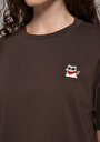 thumb-Afficher les détails de T-shirt À Manches Courtes Marron Boyfriend Fit Brodé Femme