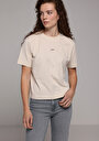 thumb-Afficher les détails de T-shirt À Manches Courtes Beige Boxy Fit Imprimé Femme