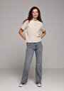 thumb-Afficher les détails de T-shirt À Manches Courtes Beige Boxy Fit Imprimé Femme