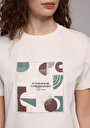 thumb-Afficher les détails de T-shirt À Manches Courtes Ecru Regular Fit Imprimé Femme