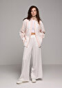 thumb-Afficher les détails de Chemise À Manches Longues Saumon Oversize Rayé Mousseline Femme