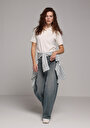 thumb-Afficher les détails de Blanc Regular Fit  Droit Gaufré Femme