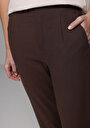 thumb-Afficher les détails de Pantalon Marron Straight Leg High Rise En Sergé Regular Fit Femme